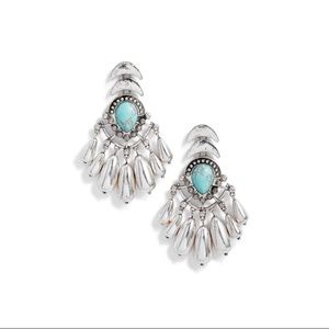 NWT CRYSTAL SILVER TURQUOISE STATEMENT EARRINGS DLNLX DYLANLEX RARE
